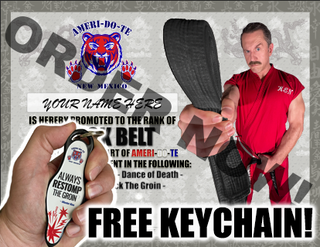 ADT 1ST DAN BLACK BELT CERTIFICATE - FREE KEYCHAIN!